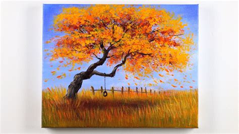 acrylic painting of autumn trees|easy fall acrylic paintings beginners.